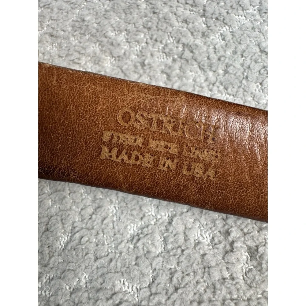 Rewards Belt Brown Ostrich  44 Extra Long Leather Hammered NO BUCKLE‎
